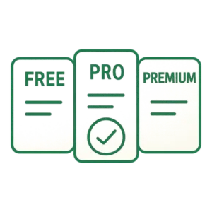 Illustration of Free, Pro, and Premium pricing plans designed for SMB SaaS conversion and onboarding