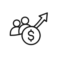Monetization & Expansion Strategy Icon Icon symbolizing upsell and expansion strategy with dollar sign and user profiles