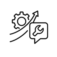 Ongoing Optimization & Support Icon Icon with gear and wrench showing SaaS pricing optimization and continuous support